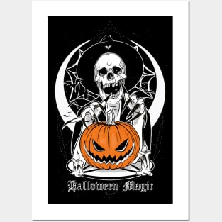 Halloween Magic, Trick or Treat, scary art, pumpkin, skull, bat, horror tshirt Posters and Art